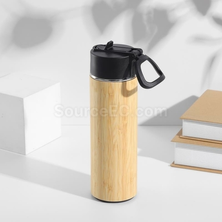 客製化手提蓋竹殼客製化保溫瓶禮品