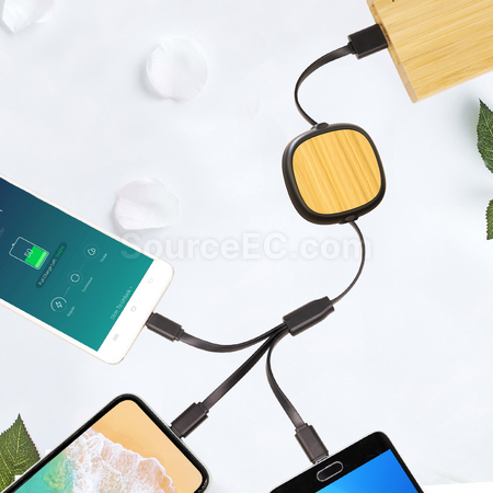 客製化伸縮竹木充電線禮品