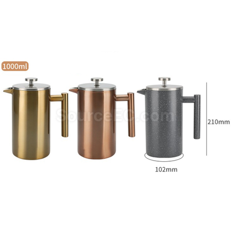 客製化304雙層隔熱法壓咖啡壺禮品