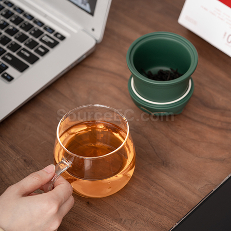 客製化招財貓玻璃泡茶杯禮品