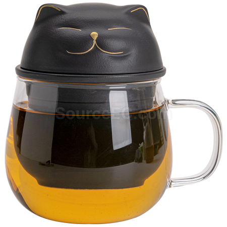 客製化招財貓玻璃泡茶杯禮品
