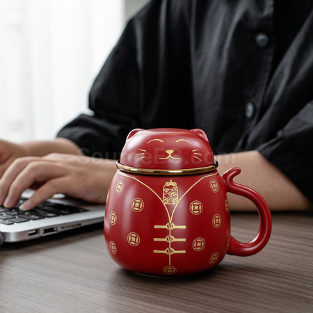 客製化招財貓泡茶杯禮品