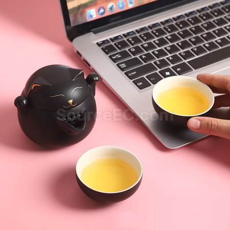 客製化招財貓泡茶杯套裝禮品
