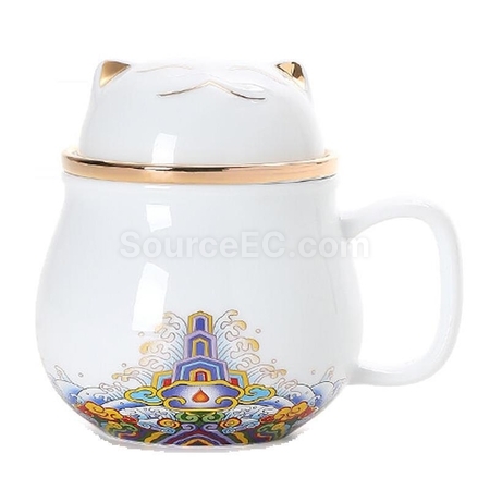 客製化招財貓泡茶杯套裝禮品