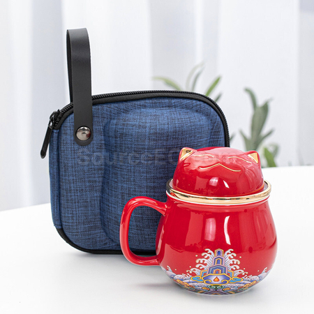 客製化招財貓泡茶杯套裝禮品