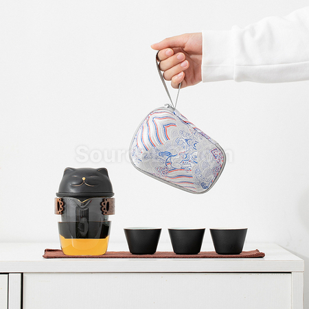 客製化招財貓泡茶杯套裝禮品