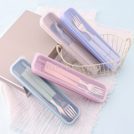 客製化麥稈不銹鋼餐具套裝禮品