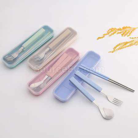 客製化麥稈不銹鋼餐具套裝禮品