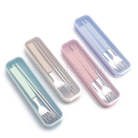 客製化麥稈不銹鋼餐具套裝禮品