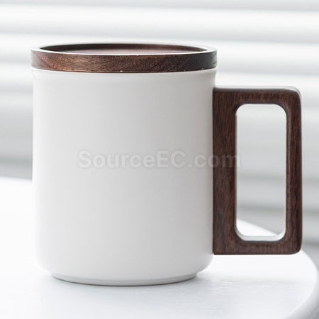 客製化木手柄陶瓷杯禮品