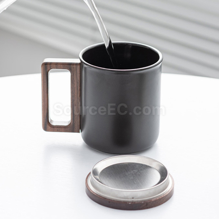客製化木手柄陶瓷杯禮品