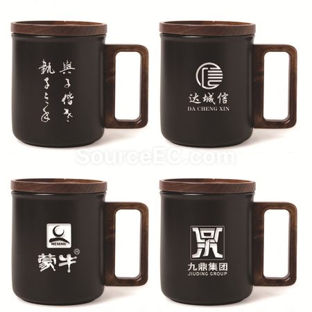 客製化木手柄陶瓷杯禮品