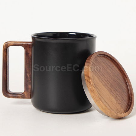 客製化木手柄陶瓷杯禮品