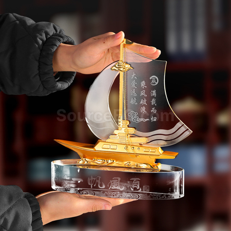 客製化水晶帆船禮品