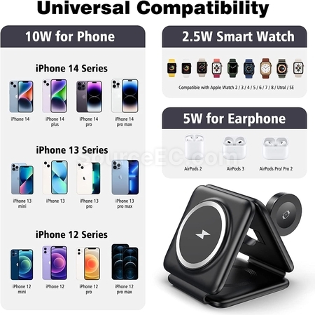 客製化三合一磁吸無線充電器禮品