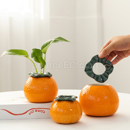 客製化橘子陶瓷花瓶禮品