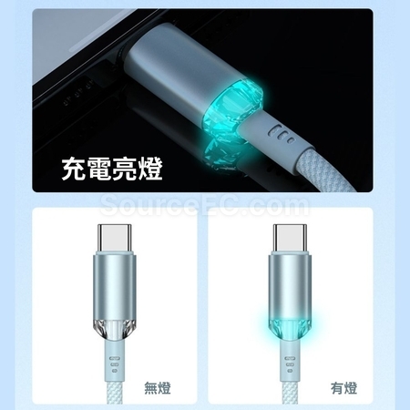 客製化雙Type-C水晶頭快充充電線禮品