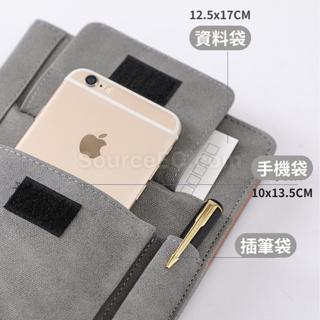 客製化多功能麻紋皮革記事簿禮品