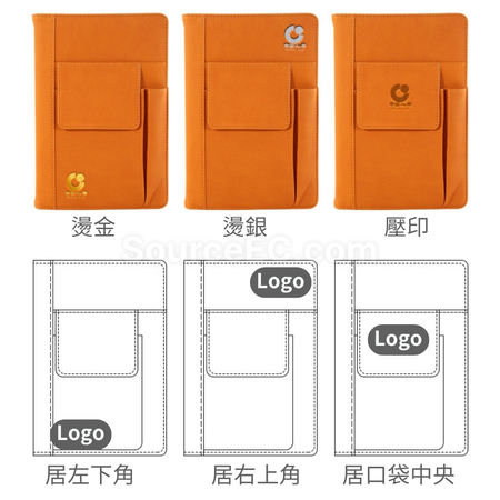 客製化多功能麻紋皮革記事簿禮品