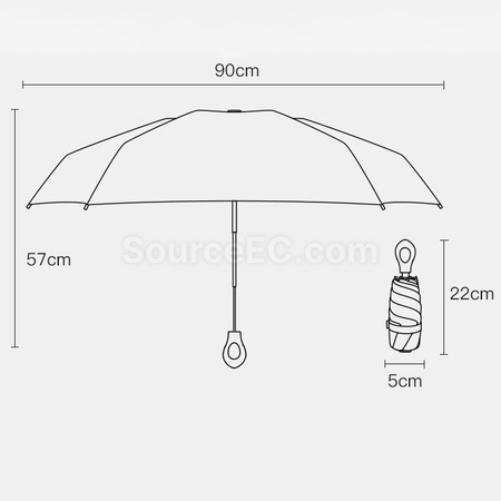 客製化指環柄五摺黑膠雨傘禮品