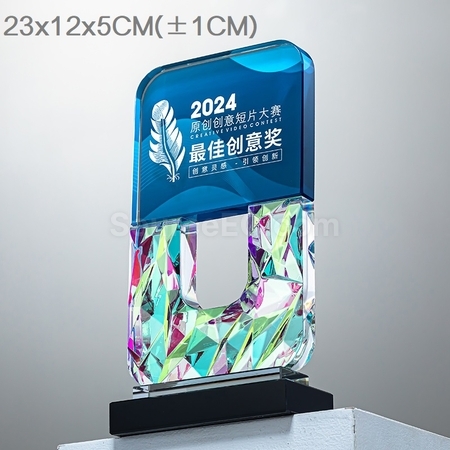 客製化炫彩水晶獎座禮品