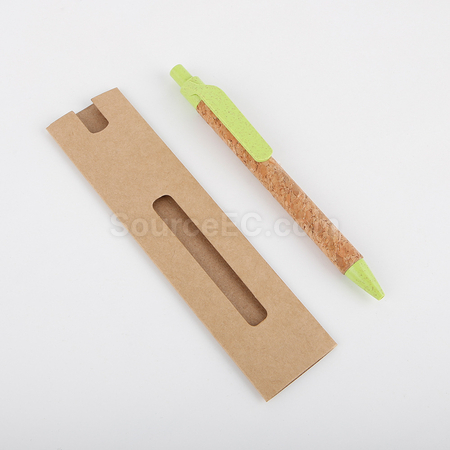 客製化小麥秸稈軟木按壓筆禮品