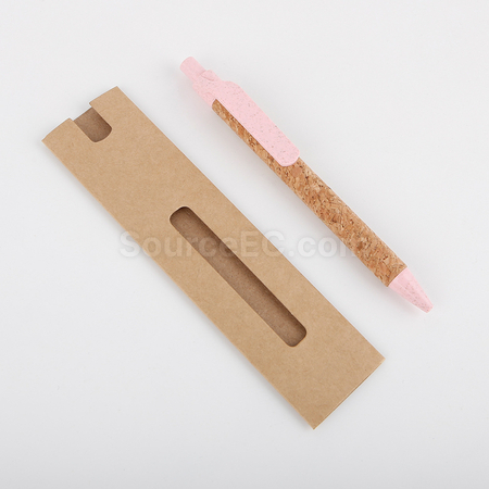 客製化小麥秸稈軟木按壓筆禮品