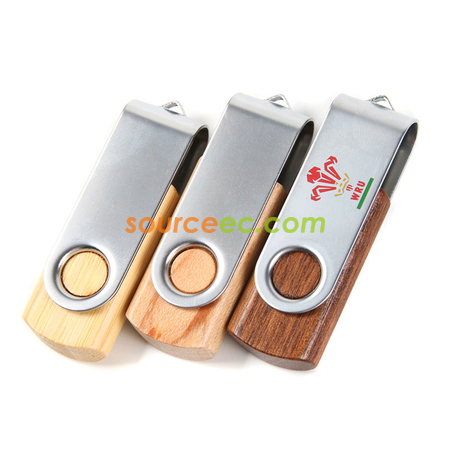 客製化環保旋轉木製USB隨身碟禮品