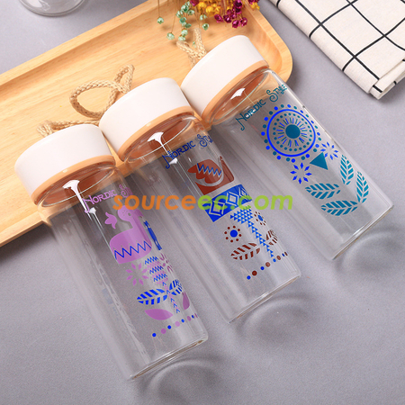 客製化400ML 木紋玻璃杯禮品