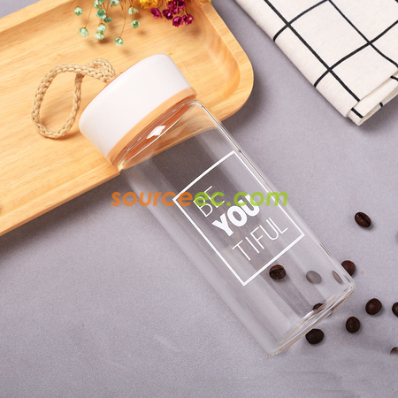 客製化400ML 木紋玻璃杯禮品