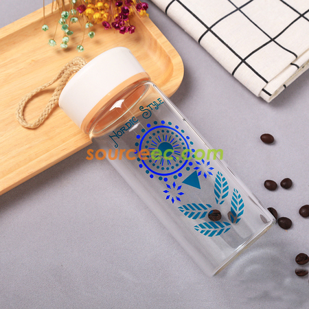 客製化400ML 木紋玻璃杯禮品