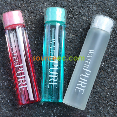 客製化350ML漸變色透明運動玻璃杯禮品