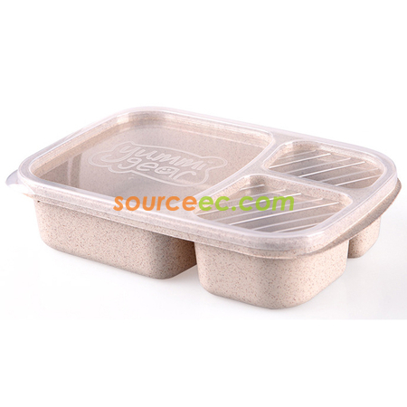 客製化三格小麥秸稈飯盒禮品