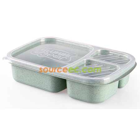 客製化三格小麥秸稈飯盒禮品
