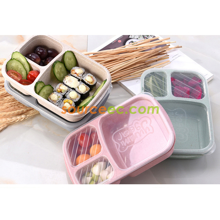客製化三格小麥秸稈飯盒禮品