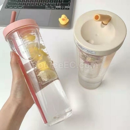 客製化獨立水果茶倉過濾飲管大容量水杯禮品