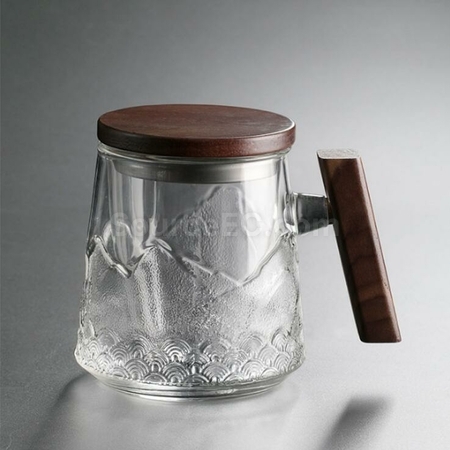 客製化山海茶木柄玻璃泡茶杯禮品