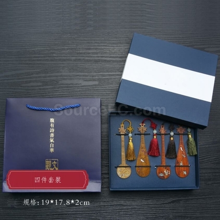 客製化古典樂器實木書籤套裝禮品