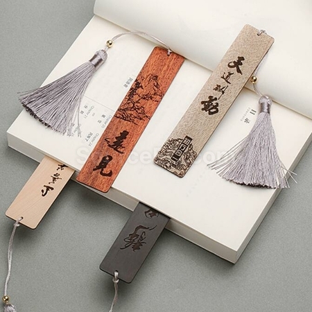 客製化實木雕刻彩繪書籤禮盒禮品