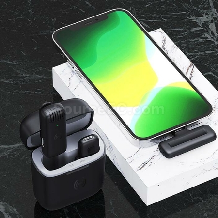 客製化迷你無線一拖二雙手機錄音領夾話筒禮品