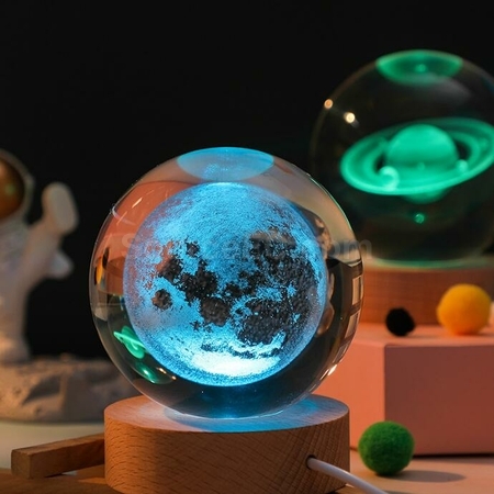 客製化3D內雕USB七彩水晶球燈禮品