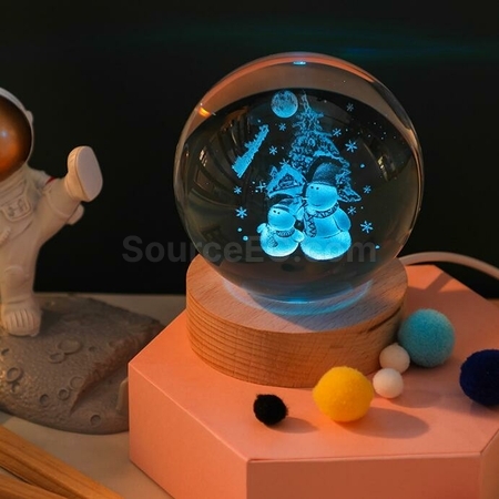 客製化3D內雕USB七彩水晶球燈禮品