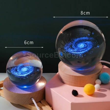 客製化3D內雕USB七彩水晶球燈禮品