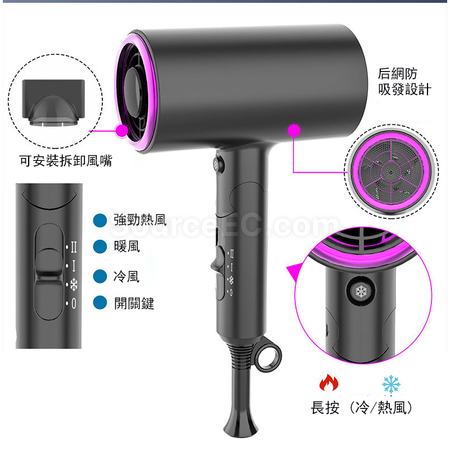 客製化美規-110V可摺疊負離子風電吹風禮品