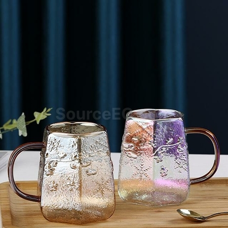 客製化雪花紋玻璃帶把手咖啡杯禮品