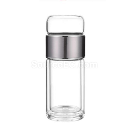 客製化280ML 便攜式茶水分離玻璃杯禮品