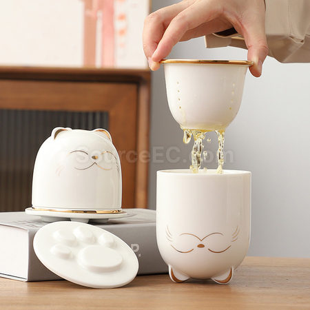 客製化招財貓泡茶杯禮品