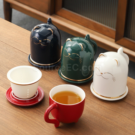 客製化招財貓泡茶杯禮品