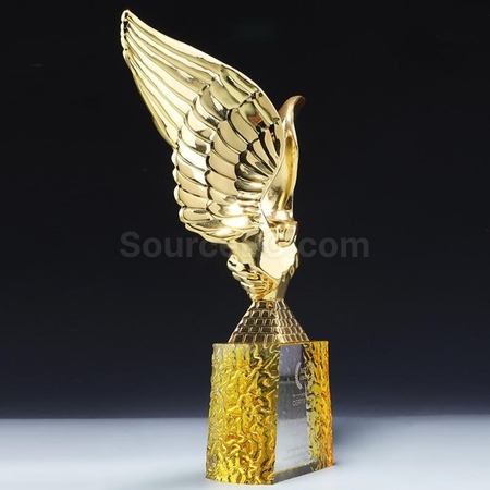 客製化合作共贏金屬水晶獎座禮品
