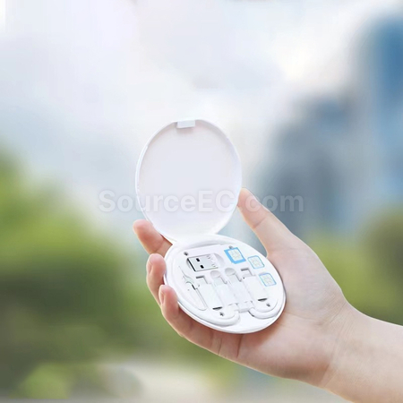 客製化便攜式五合一充電線收納盒禮品